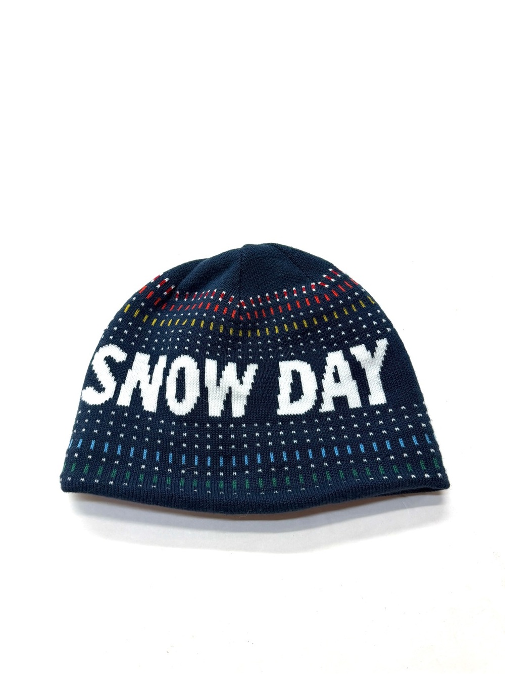 L.L. Bean Kids Navy Blue Beanie with 'SNOW DAY' Fleece Lining